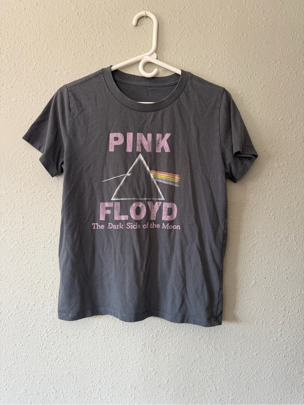 Pink Floyd Kids Short Sleeve Tee in Charcoal with Pink Lettering
